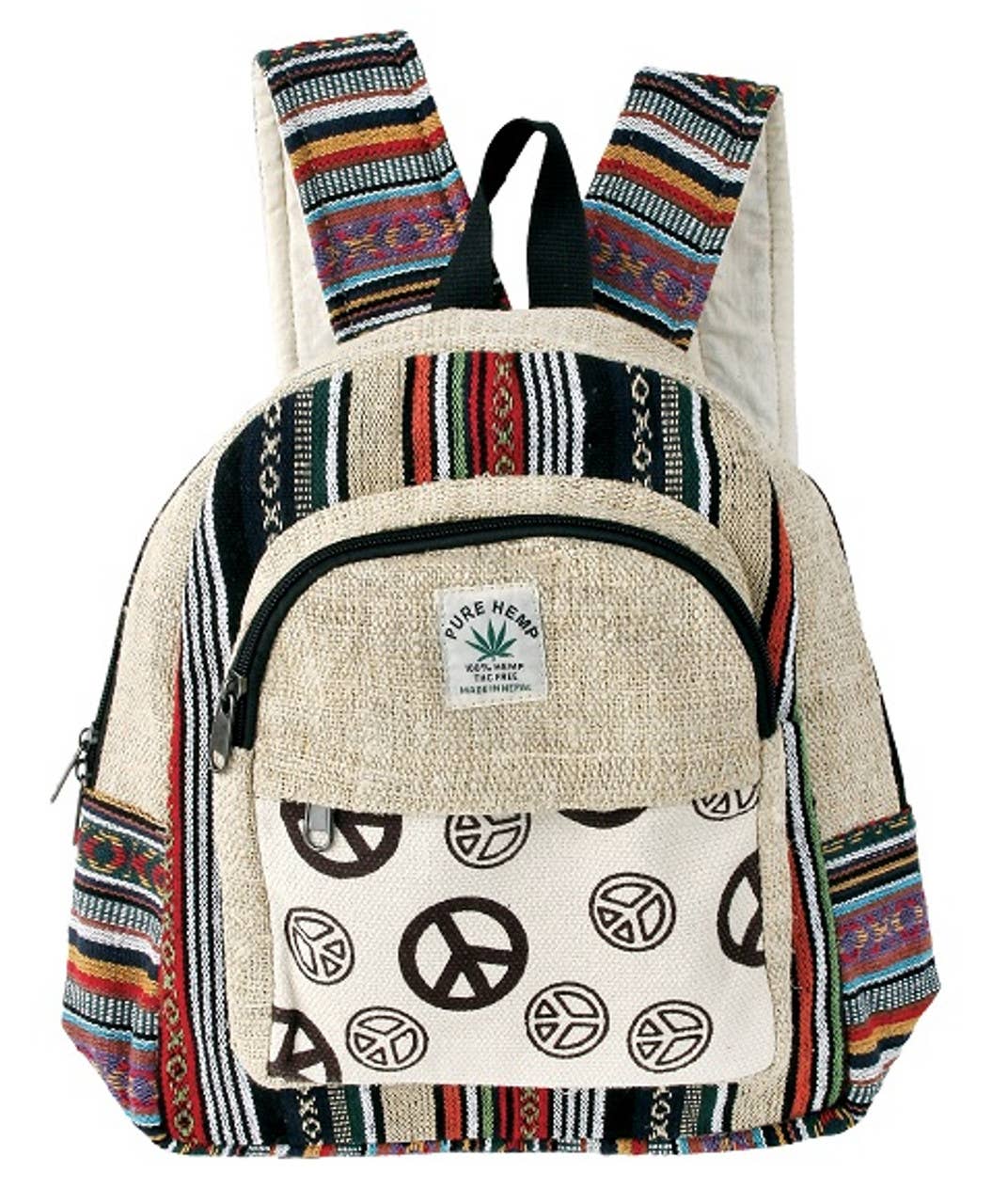 Medium Hemp Peace Back Pack