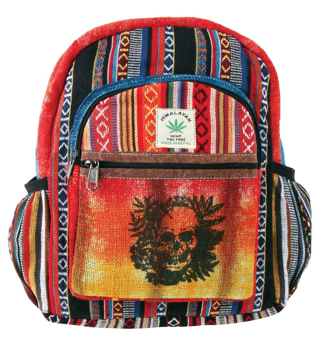 Skull Tie Dye Hemp Medium Back Pack